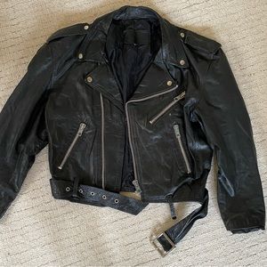 Vintage Moto black leather jacket